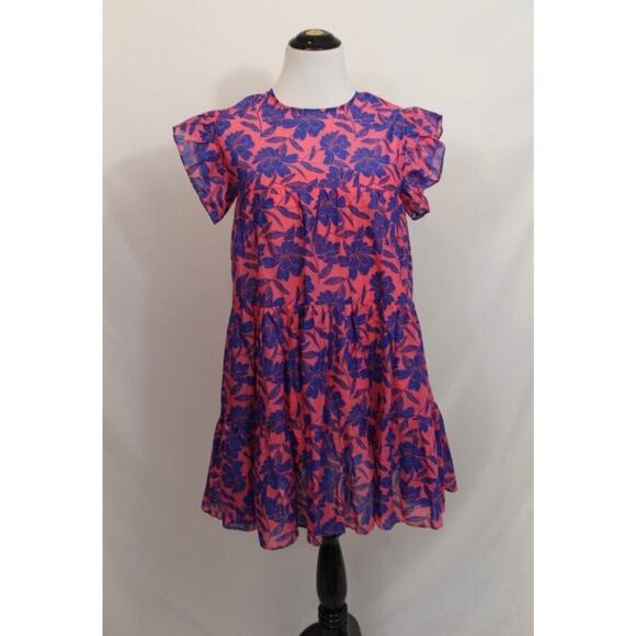 TALULAH Sz S Small Pink Blue Floral Ruffle Mini Dress NEW Cotton - Picture 7 of 8